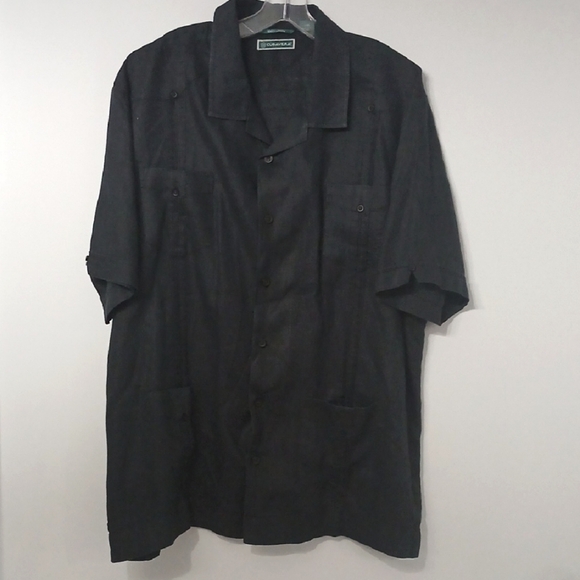 CUBAVERA , men's black shirt(guayavera) pre-owned excellent conditions - Picture 1 of 8